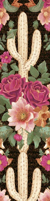 Free flower bookmark featuring light-toned cacti with flowers